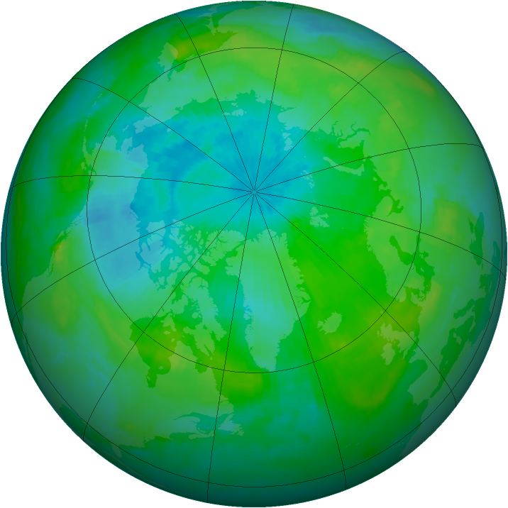 Arctic ozone map for 15 August 1999